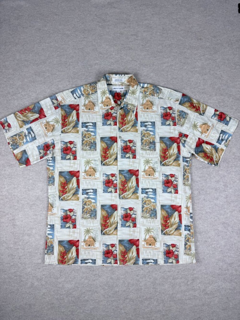 Pierre Cardin Men's Large Floral short sleeve button up single pocket